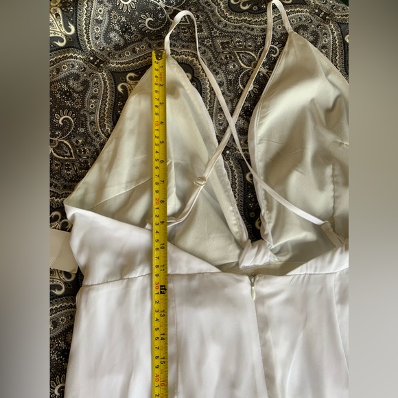 Tobi White Spaghetti Strap Gown with Front Split. Cross Back. - Picture 11 of 13